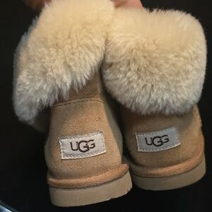 UGG Kids Tan Boots with Cream Fur